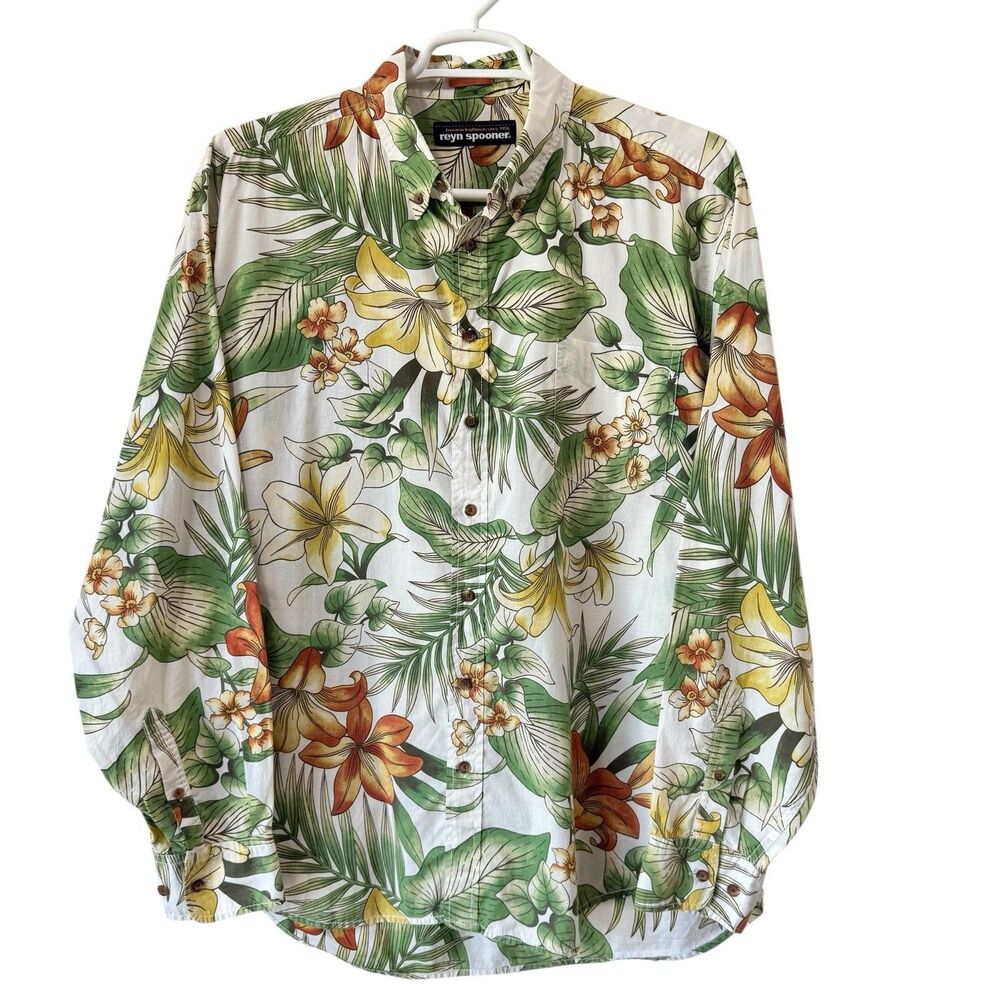 Reyn Spooner Hawaiian Shirt ULUWEHI Long Sleeve Button Front Tropical Resort XXL